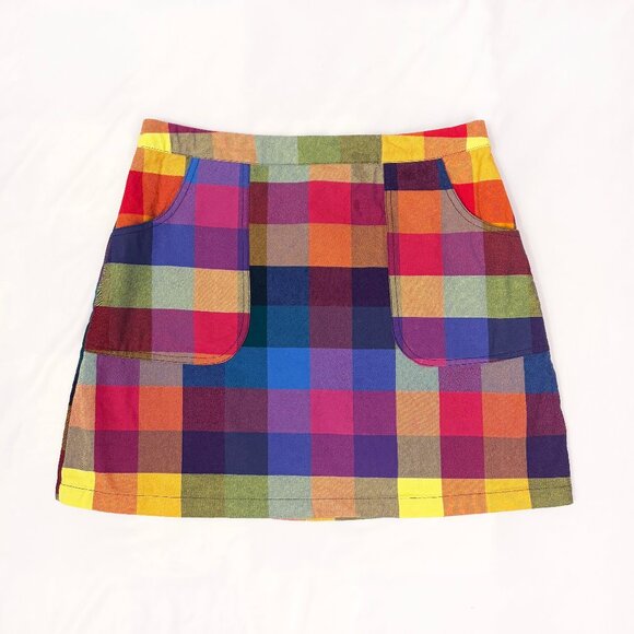 Dangerfield Dresses & Skirts - Dangerfield rainbow plaid mini skirt with front pockets size US10